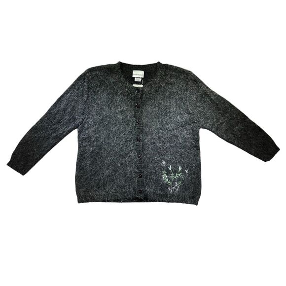 NWT Fashion Bug Y2K Mohair Blend Floral & Butterfly Embroidered Sweater Large - Picture 1 of 8